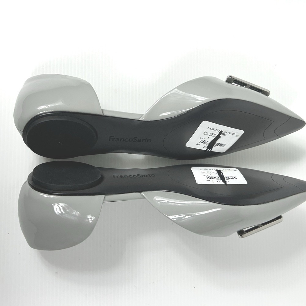 Franco Sarto Size 7.5 Hadley Pointed Toe Flats Patent Gloss Grey $89 Shoes NEW - Picture 7 of 11